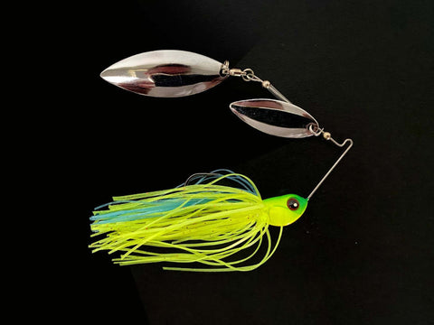 1/4oz Chartreuse Blue Double Willow Spinnerbait - Cull