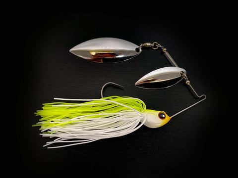 1/4oz White Chartreuse Double Willow Spinnerbait - Cull