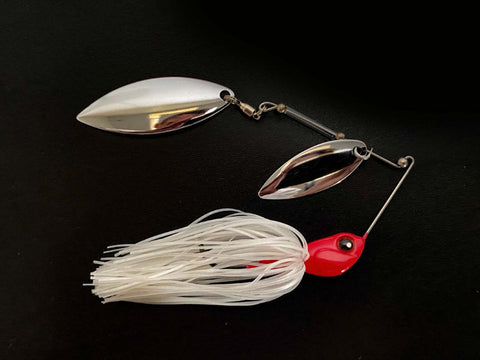 1/4oz White Red Head Double Willow Spinnerbait - Cull